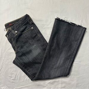 AG The Club Black Cropped Flare Jeans 27 Made in USA Raw Hem